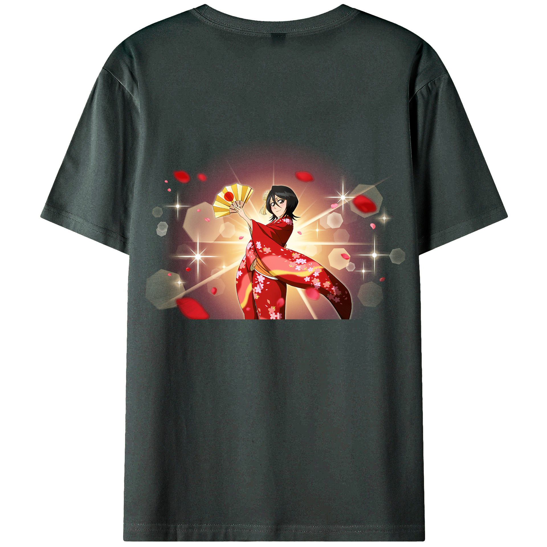 （画像用） ブリーチ 朽木ルキア BLEACH Kuchiki Rukia 綿100％ メンズ半袖Tシャツ（バックプリント） 通気性